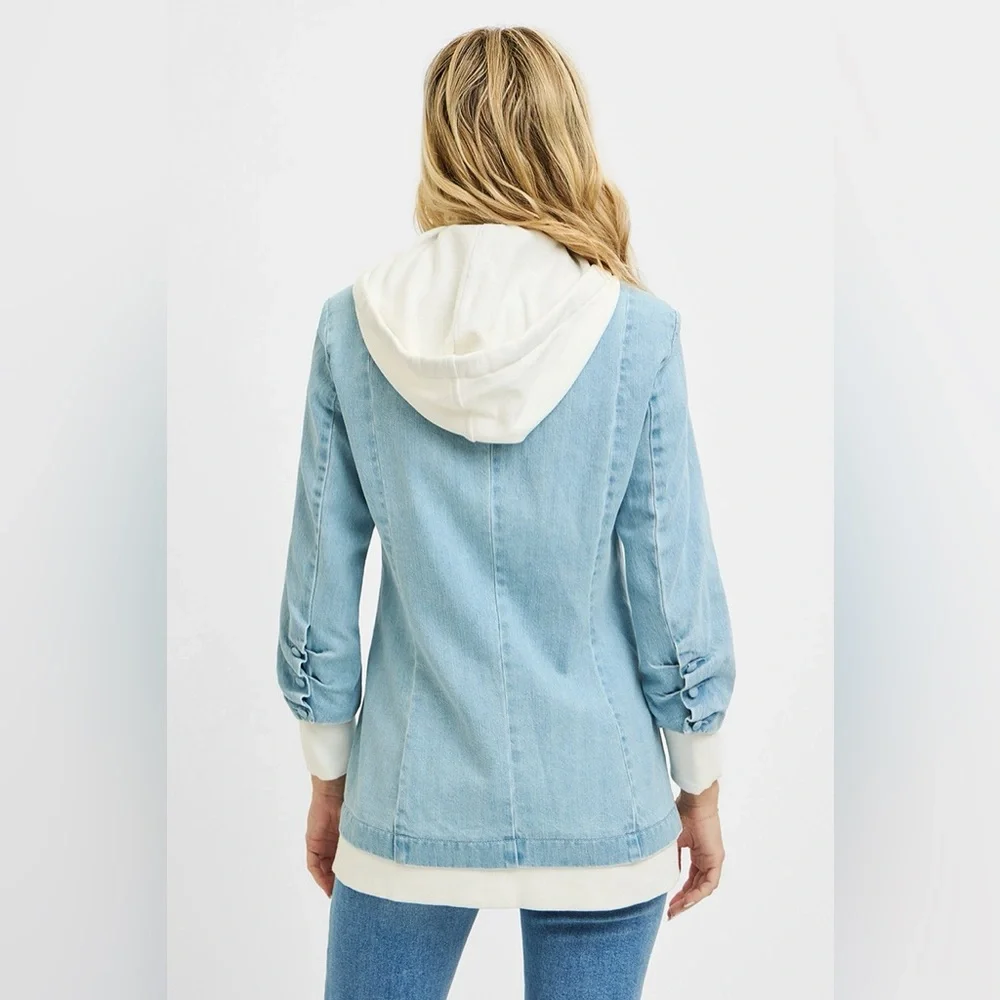 RISEN One Button Blazer with Hoodie Jacket - Picture 4 of 7